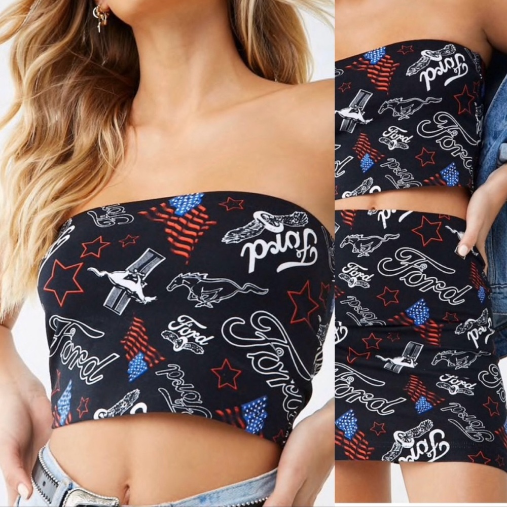 F21XFORD 2019 forever21 ford collab patriotic tube top size M